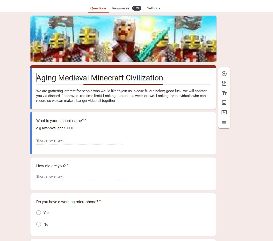 Recruitment form screenshot