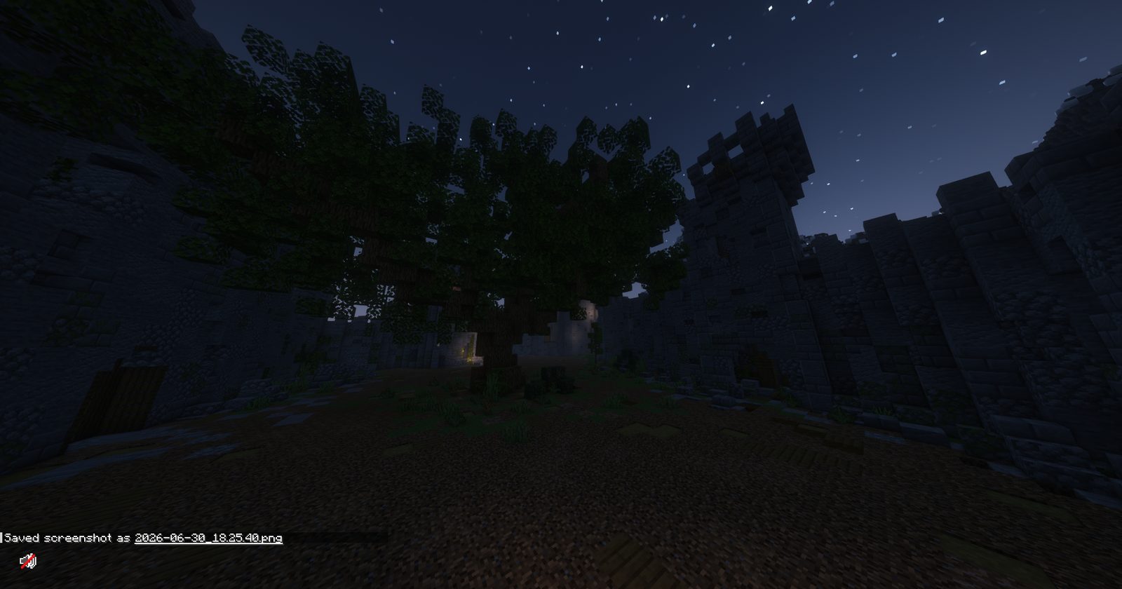 Minecraft ruins at night